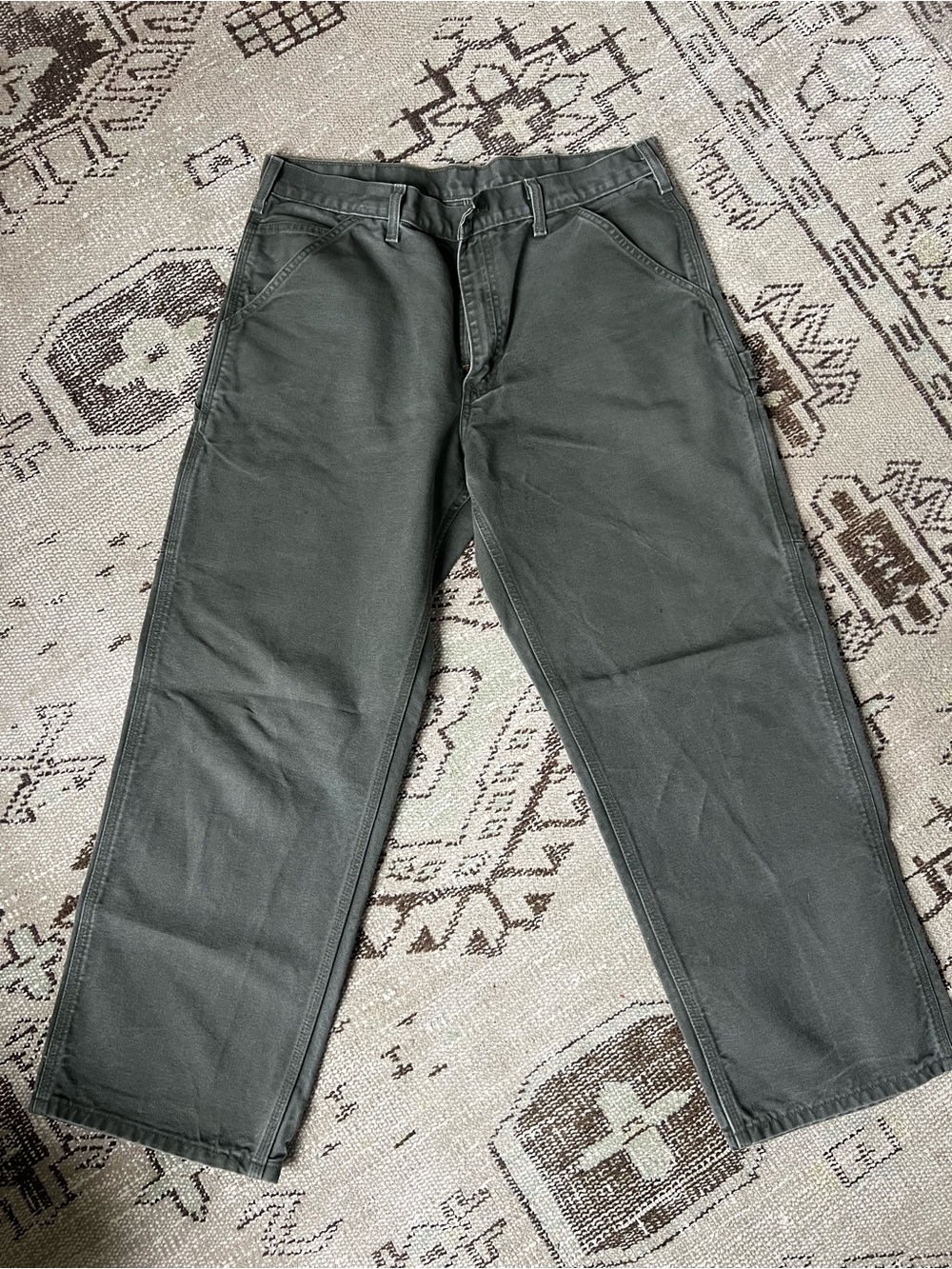 Carhartt B11 Washed Duck Work Dungaree Cargo Pants Green Waist 33 x 30